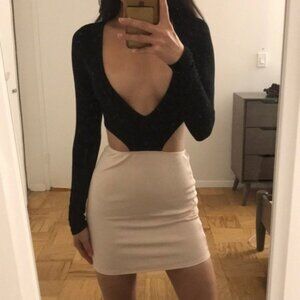 New Nasty Gal Secret Crush long sleeve v-neck side cutout high rise minidress